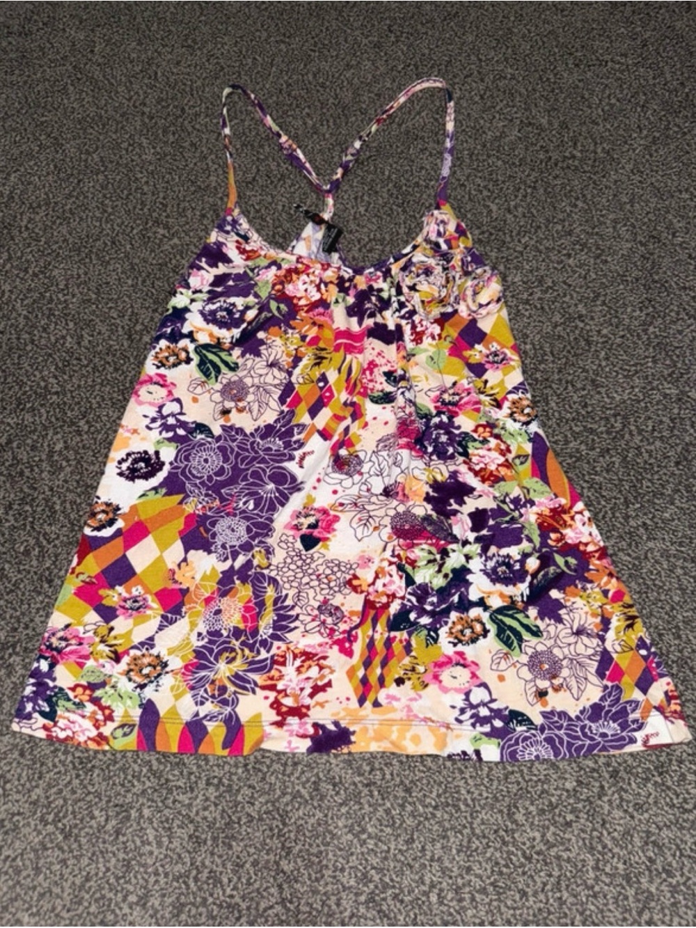 Y2K Fire Los Angeles Floral Racerback Cami Top Size Small
